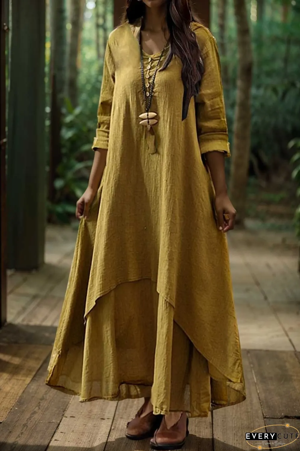 women s plus size casual dress swing dress solid color long dress maxi dress long sleeve button two piece v neck