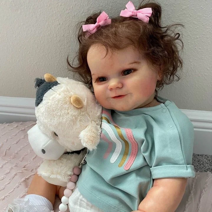  20" Supper lovely Lifelike Brown Hair Silicone Reborn Smile Girl Doll Pialy With Heartbeat💖 & Sound🔊 - Reborndollsshop®-Reborndollsshop®