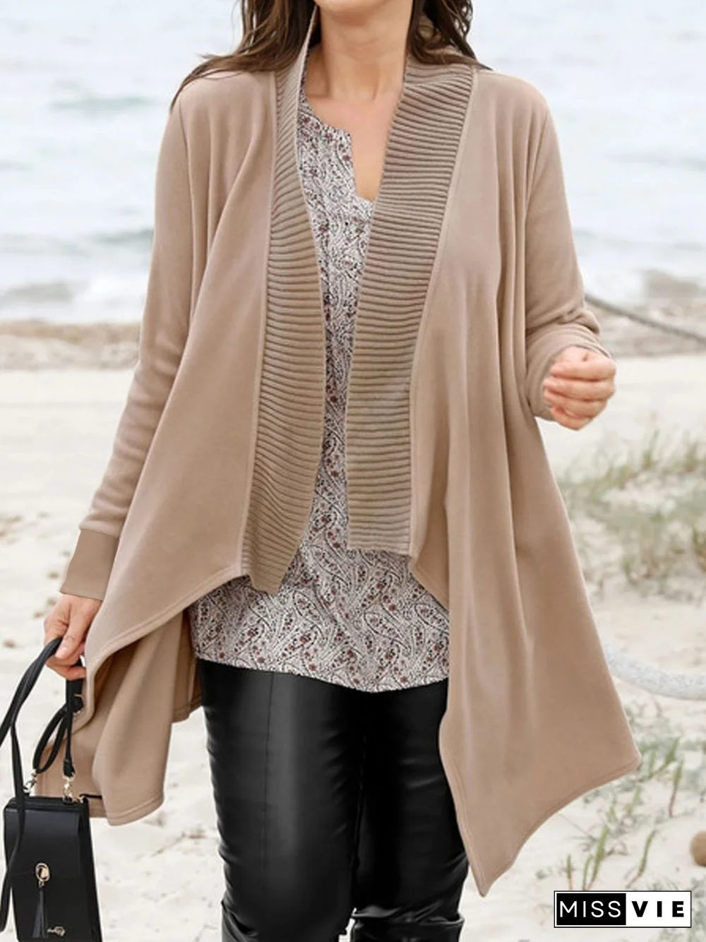 Plain Casual Loose Plus Size Cardigan