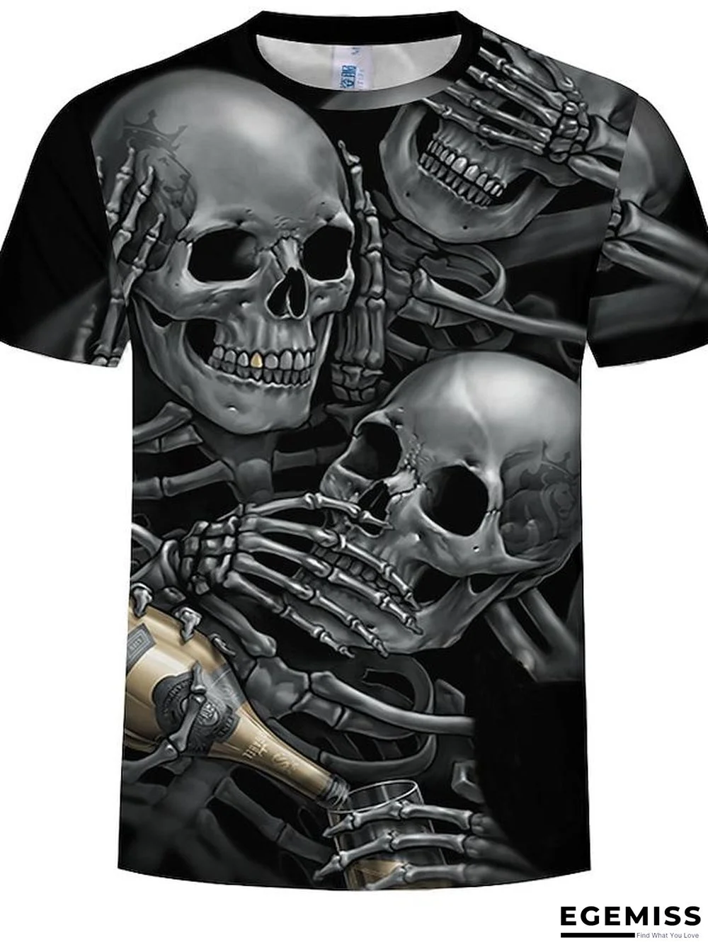 Men's Tee T shirt Shirt Graphic 3D Skull Print Short Sleeve Casual Tops Basic Designer Big and Tall Round Neck | EGEMISS