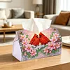 (24cm)Diamond Art Tissue Box DIY PU Napkin Cover for Home(Cardinal and flowers)