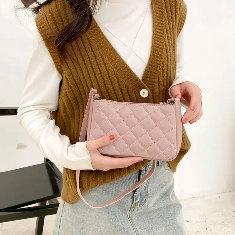 Fashion Lingge Women's Bag New PU Leather Underarm Shoulder Bag Female Luxury Design Handbags for Women 2022 Hot