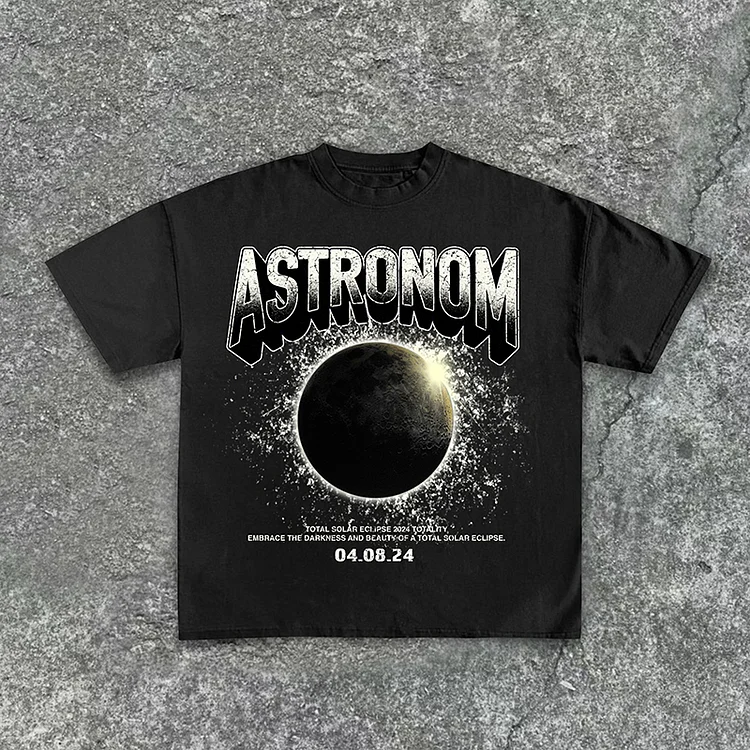 Vintage Total Solar Eclipse 2024 Totality Print 100% Cotton T-Shirt