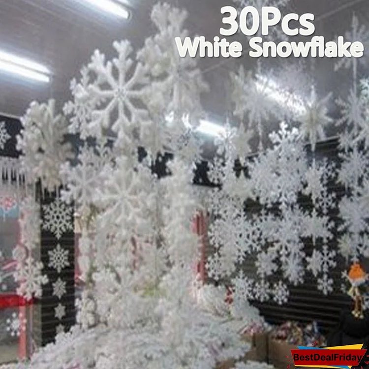 30Pcs 28/22/18/15/10/8Cm White Snowflake Christmas Ornaments Holiday Festival Party Home Decor Decoracion Navidad New Year Gift