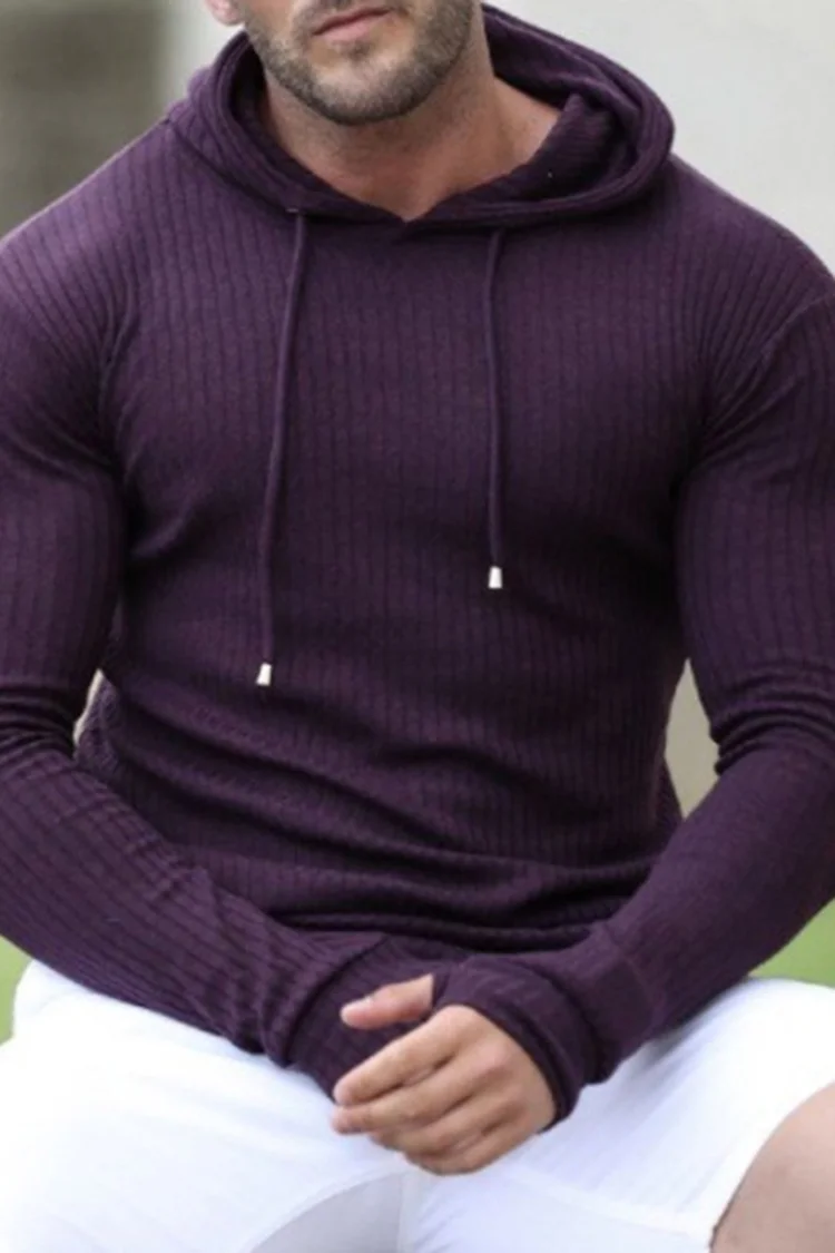 BrosWear Pure Color Tights Fitness Hoodie
