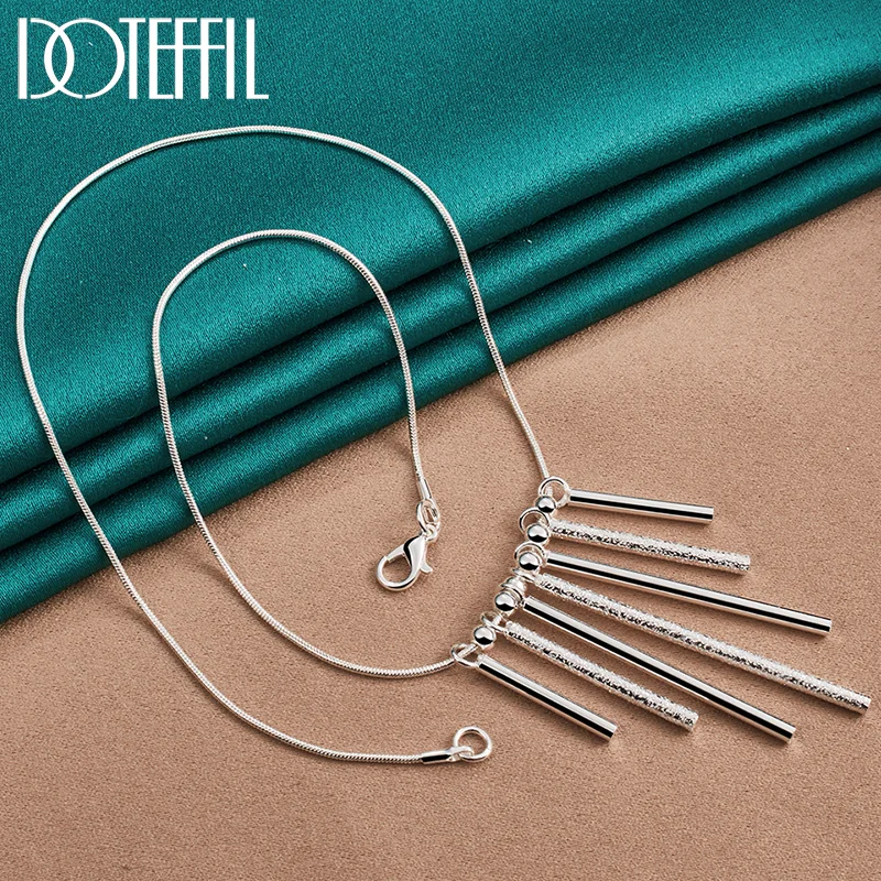 DOTEFFIL 925 Sterling Silver Snake Chain Smooth Bead Pendant Necklace For Man Women Jewelry