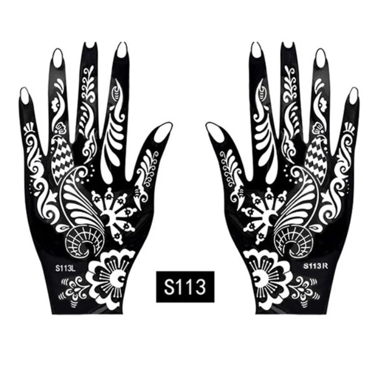 2Pcs/Set Temporary Tattoo stencil 25 designs Body Art Men Women Indian Henna pattern Beauty Waterproof Fake Arm Hand Reuse tatoo
