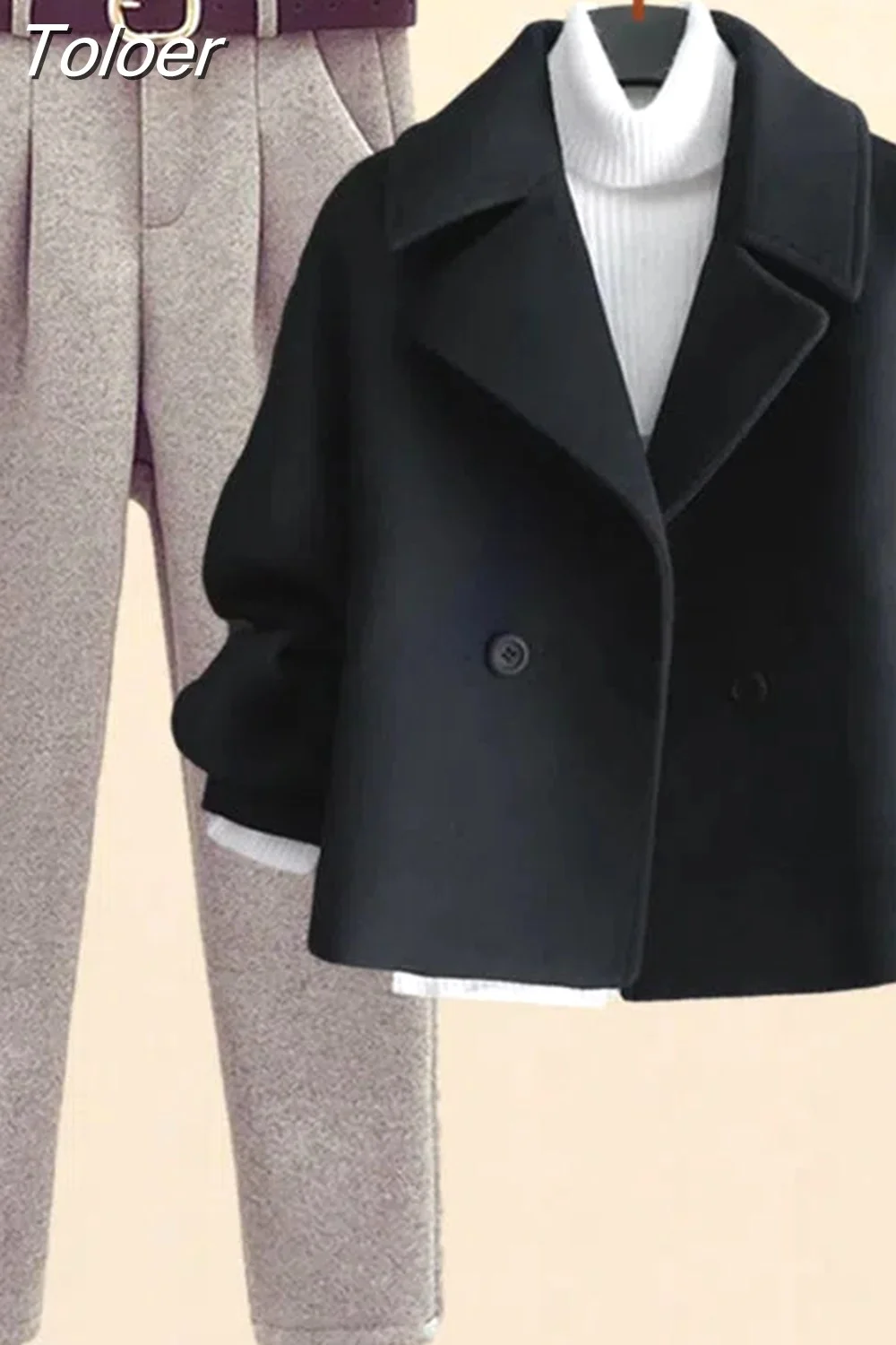 Toloer Toloer Autumn Winter Wool Suit Jacket Jacket Long Sleeve Knitted Sweater Casual Trousers Three Piece Set Elegant Women's Pant Set 1215-1-Outfit Ideas