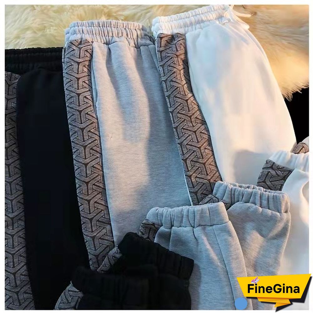 Neutral Retro Hiphop Plus Velvet Thickening High Street Casual Sports Leggings Trousers