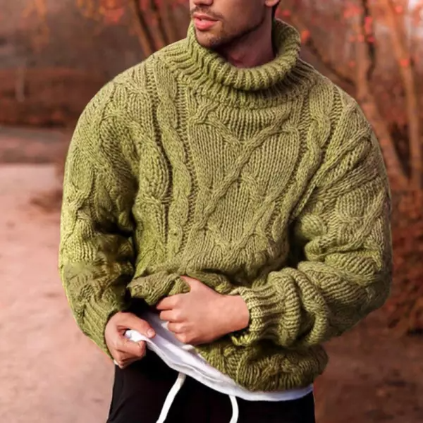 Men's Fashion Twist Turtleneck Knit Sweater