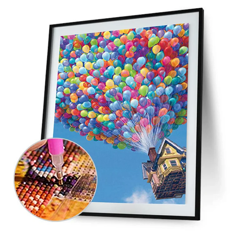 Full Round Diamond Painting - Balloon House - Round 30*40CM