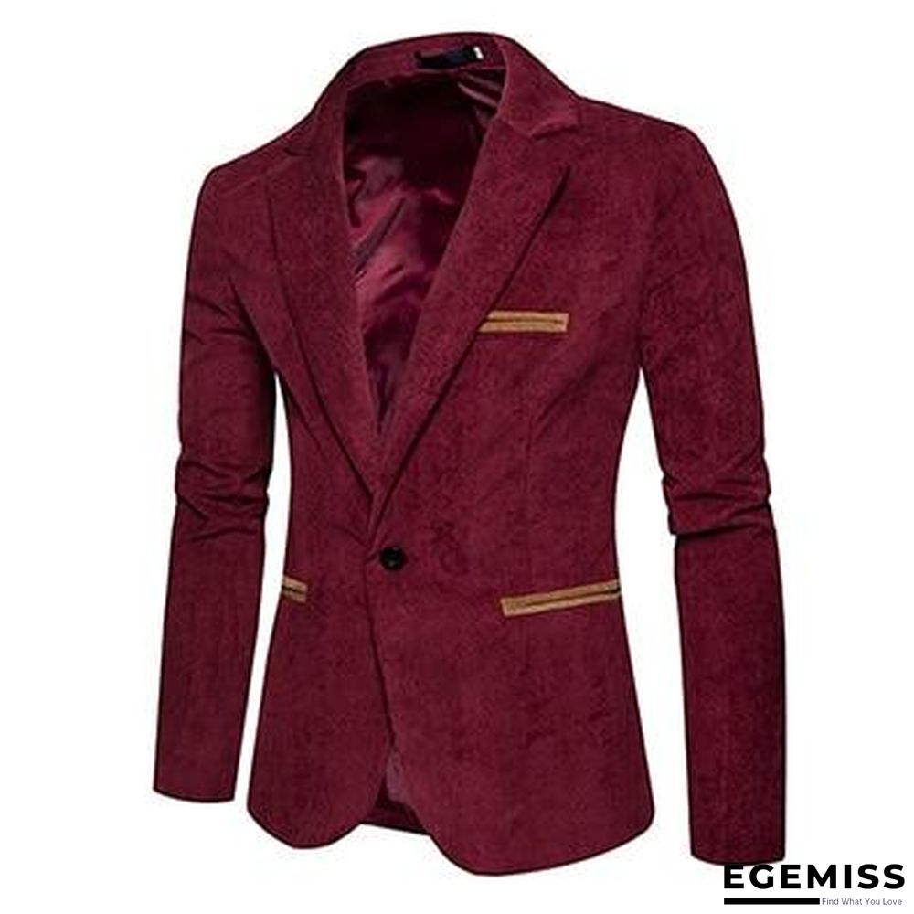 men casual suit jacket men solid color Corduroy Worsted Fabric suit Blazers pocket Button decorate men's suit coat | EGEMISS