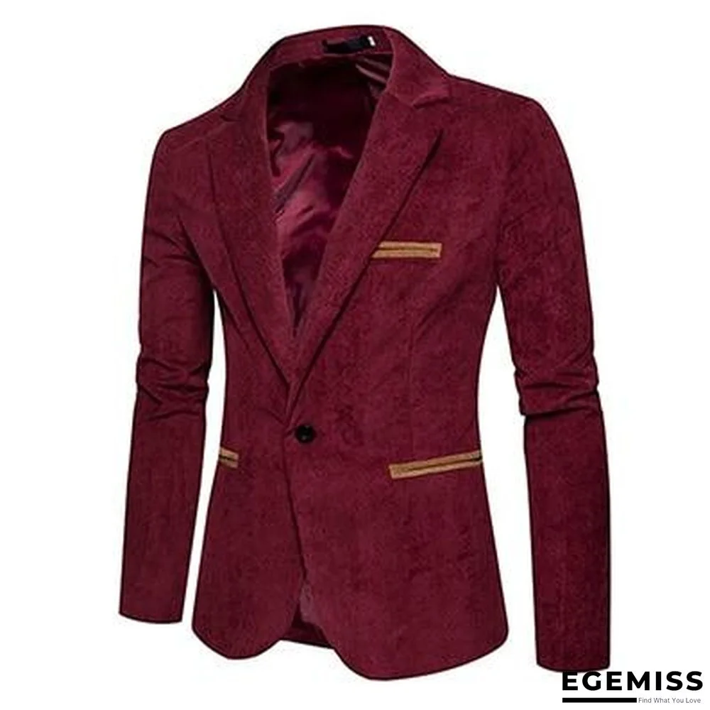 men casual suit jacket men solid color Corduroy Worsted Fabric suit Blazers pocket Button decorate men's suit coat | EGEMISS