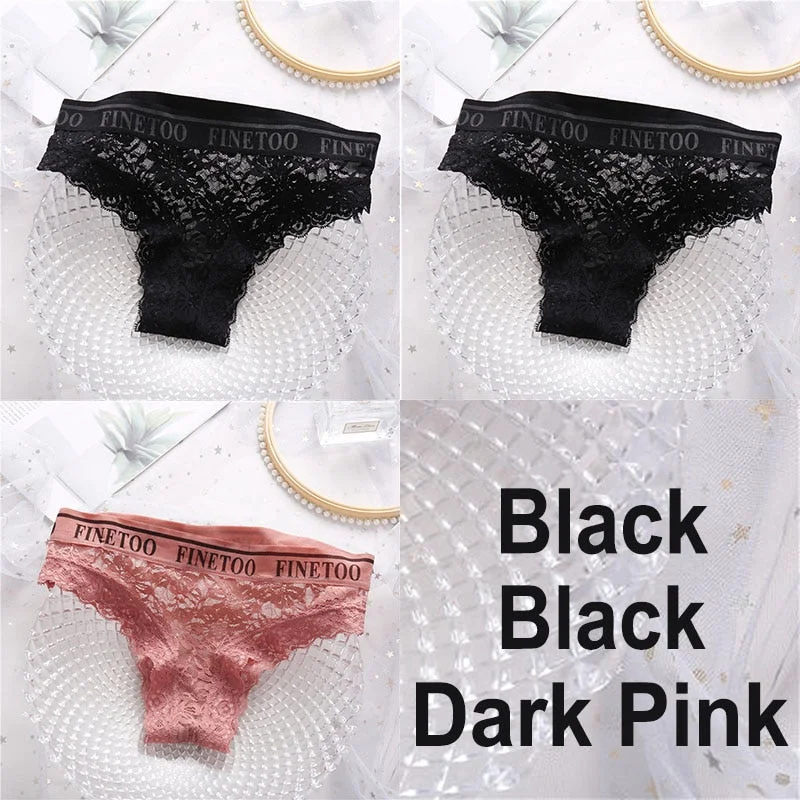 3PCS/Set Lace Panties Women Sexy Underwear Briefs Floral Lace Female Underpants Solid Color Intimate Lingerie Woman Panties M-XL