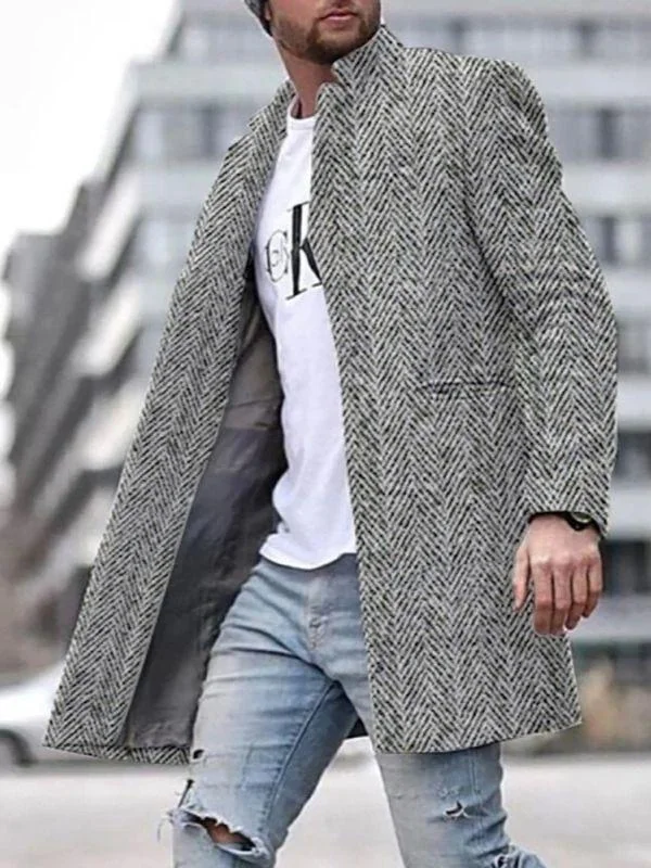 Men Fashion Coat Winter Trench Coat Outwear Overcoat Long Jacket