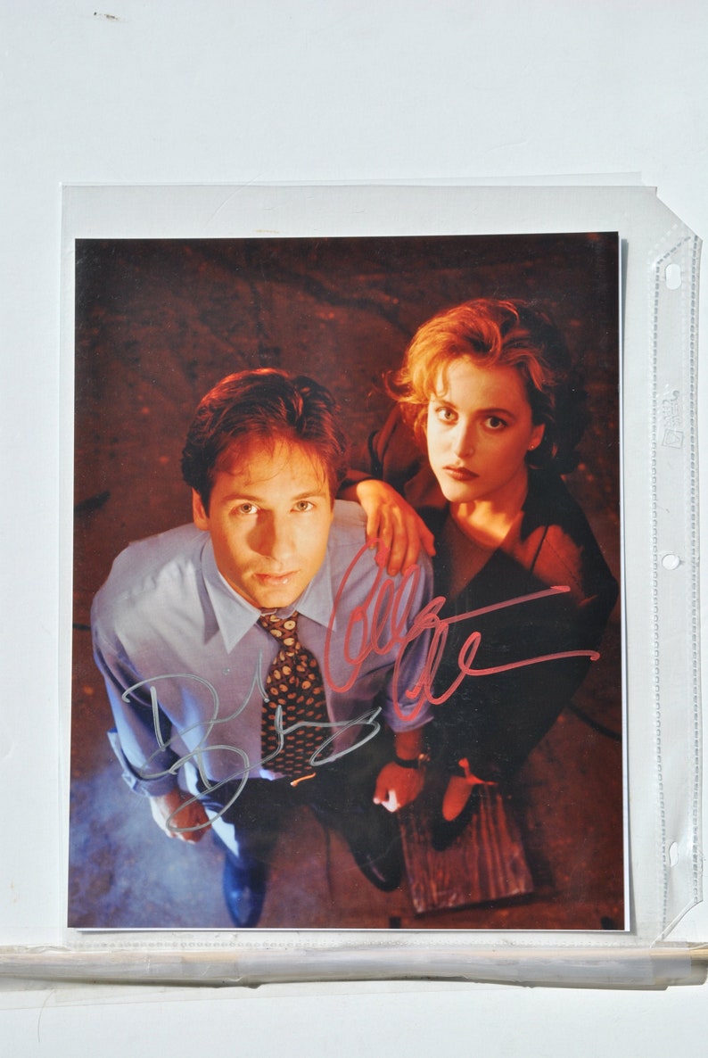 X-FILES CAST SIGNED Photo Poster painting X2 David Duchovny, Gillian Anderson wcoa