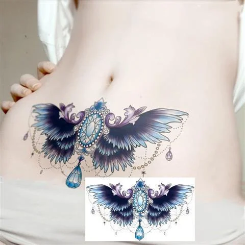Sdrawing 4/5/9/10/18 PIeces Long Lasting Blue Flower Jewelry Tattoo Sticker Sexy Belly Block Scar Stretch Marks Waterproof Tattoo Sticker