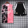 2025/2026 Real Madrid Pre-Match Training Black Pink Vest+Shorts Football1:1 Thai Quality