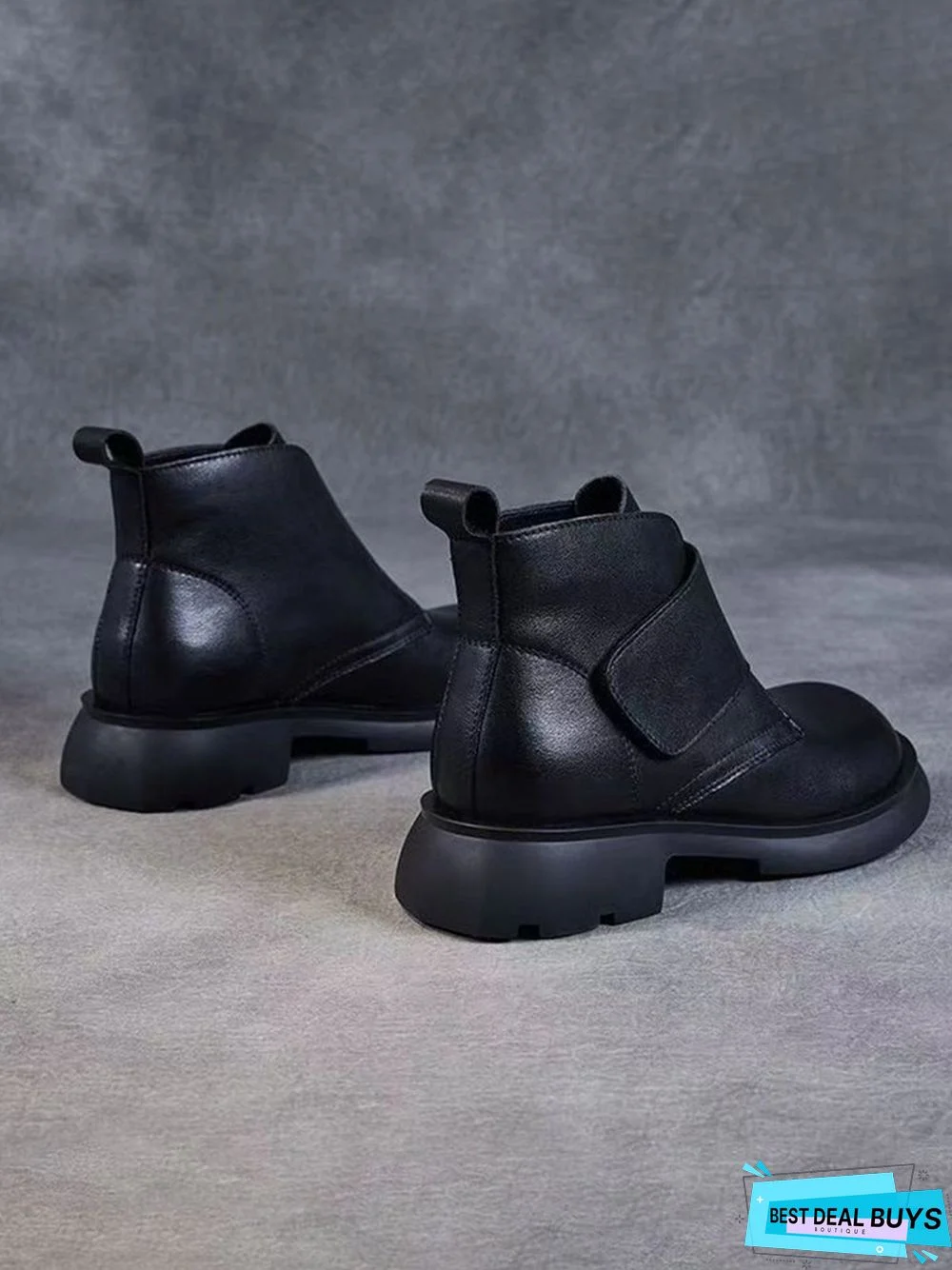 Vintage Hook-and-loop Fastener Combat Boots