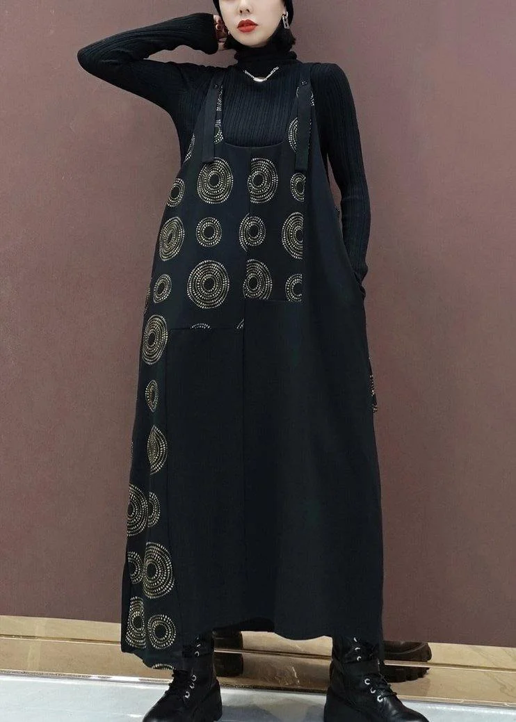 Modern Black Print Quilting Clothes Patchwork Kaftan Spring Dress