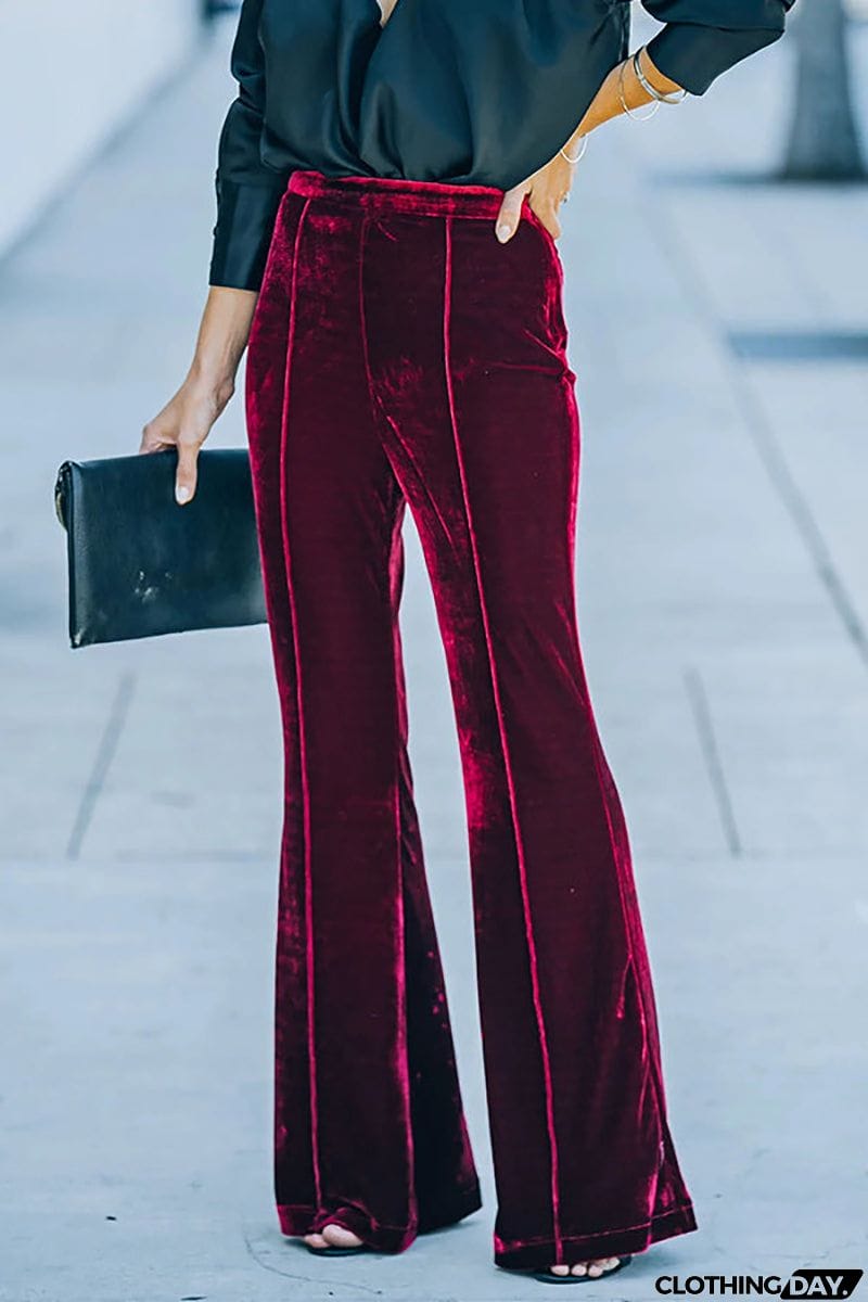 Cheerful Velvet Seam Flares Pants
