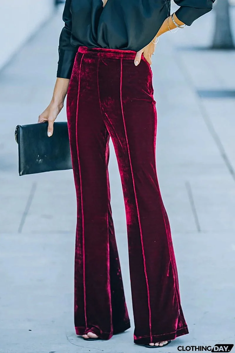 Cheerful Velvet Seam Flares Pants