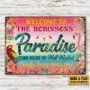 Beach Welcome To Paradise Custom Classic Metal Signs, Beach Gift, Beach Decorations