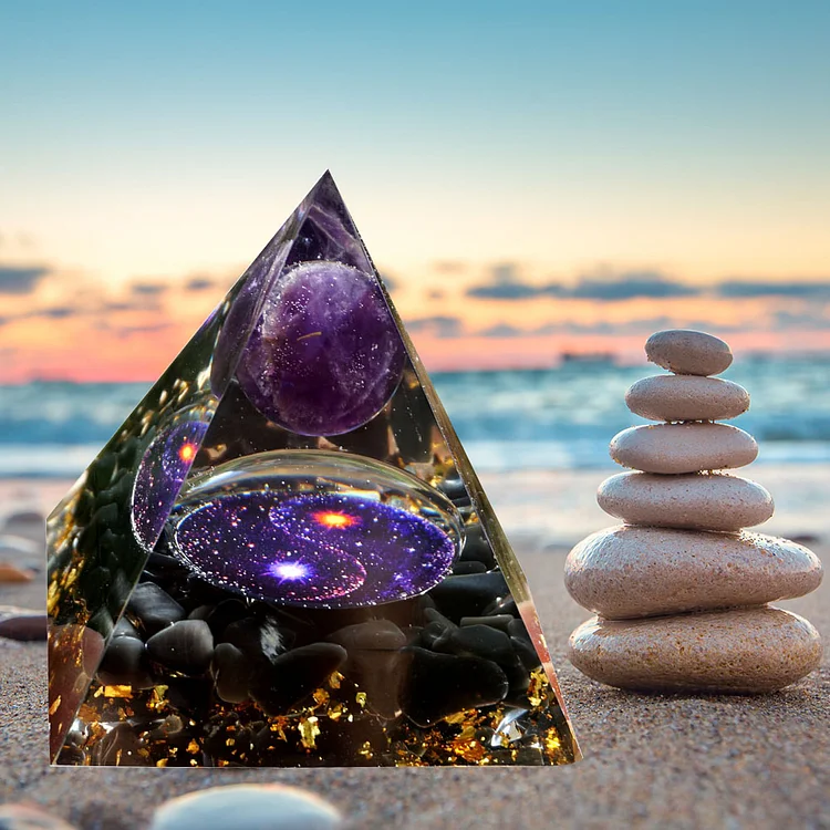 Crystal Pyramid Meditation Healing Home Bedroom Table Decor Figurines (A)