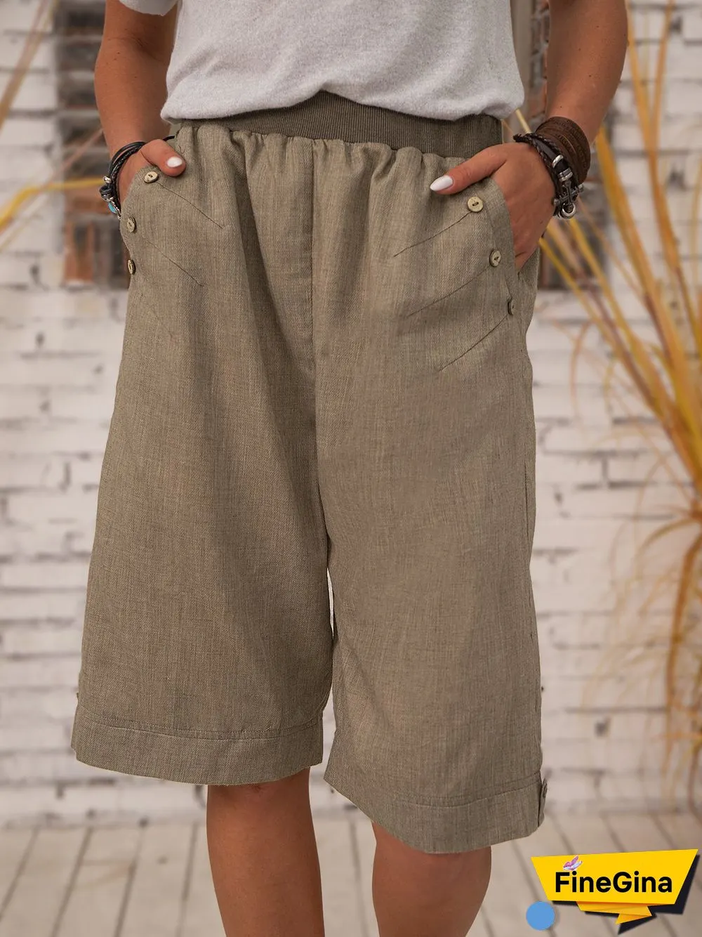 Cotton Pockets Casual Shorts