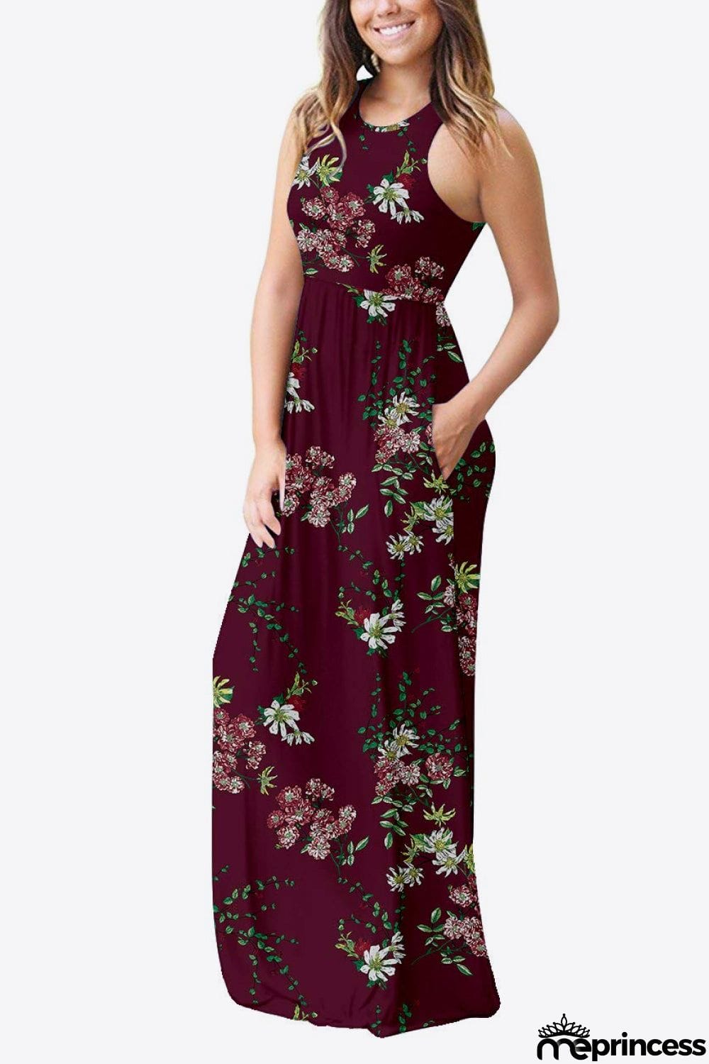 Empire Waist Sleeveless Dress with Pockets