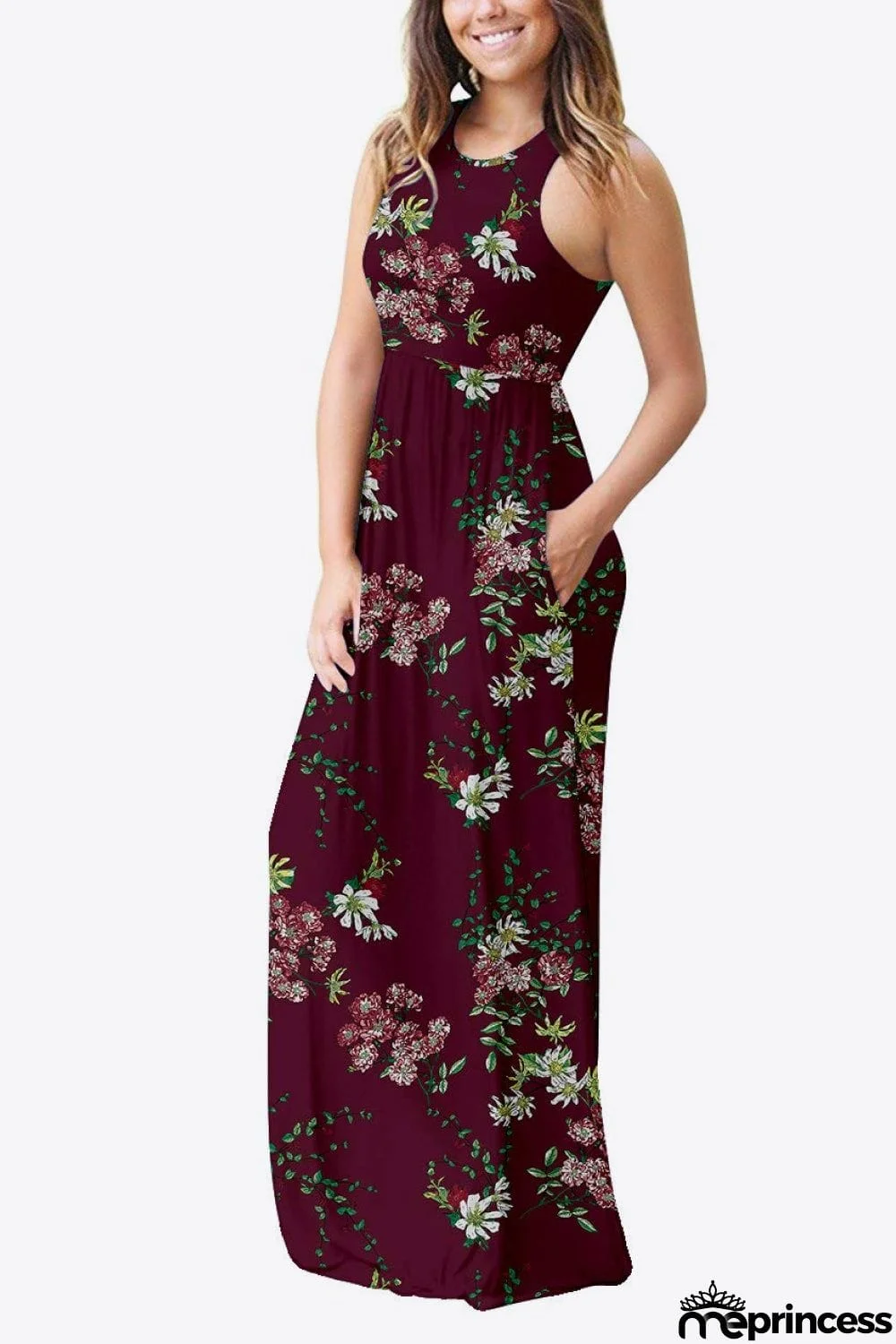 Empire Waist Sleeveless Dress with Pockets