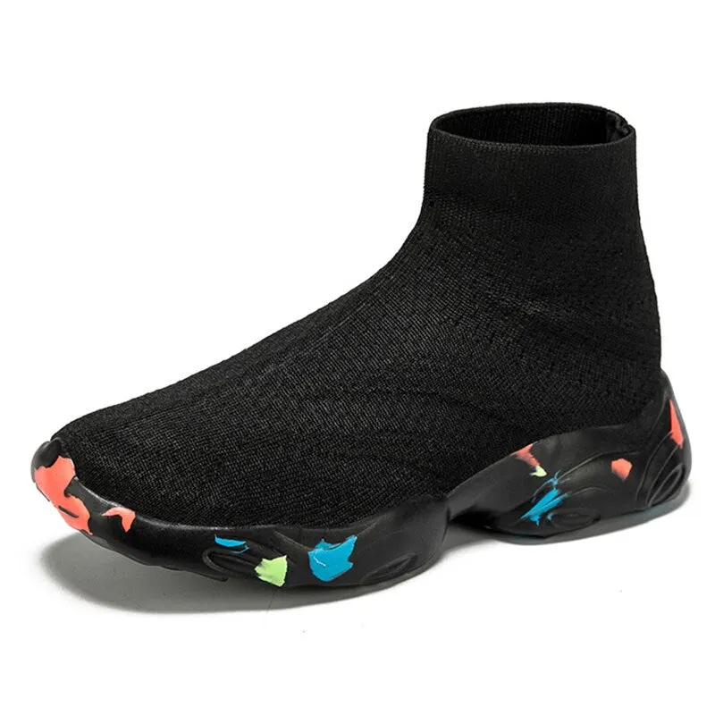 MWY Kids Shoes Baby Boys Girls Children's Casual Sneakers Breathable Soft Anti-Slip Black Sports Kids Socks Shoes Size 25-35