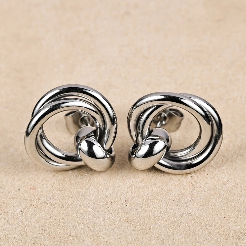 1 Pair Minimalist Geometric Polishing Hollow Out 201 Stainless Steel 18K Gold Plated Ear Studs