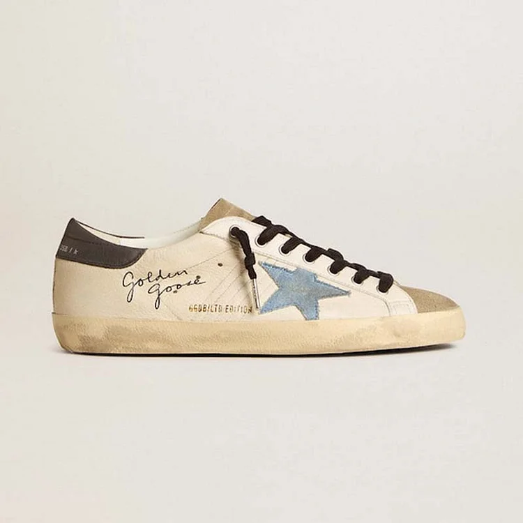 Golden Goose Super-Star Uomo LTD de napa con estrella vaquera y refuerzo del talón de piel gris