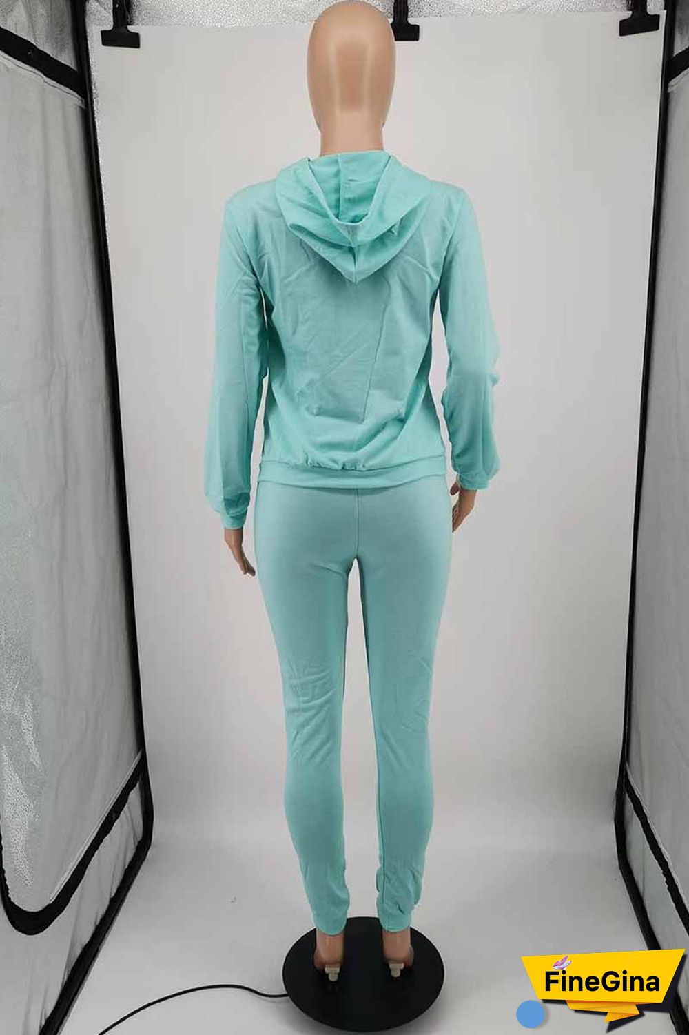 Red Casual Print Letter Hooded Collar Long Sleeve Two Pieces