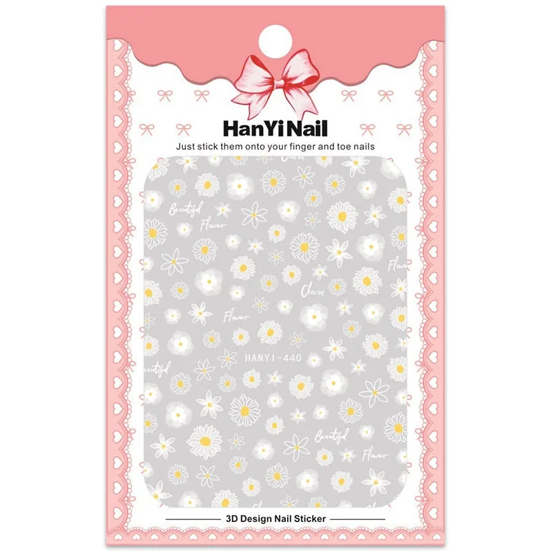 Elegant Daisy Nails Stickers for Manicure Back Adhesive Flower Design Sticker Decals For DIY Nails Art Tips Beauty Decoration-Nail Inspo
