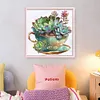 Teacup Succulent-Partial 11CT Stamped Cross Stitch Bead Embroidery 36*36cm/14.17*14.17in tapestrymarket