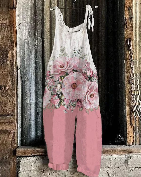 Loose Pink Floral Jumpsuit