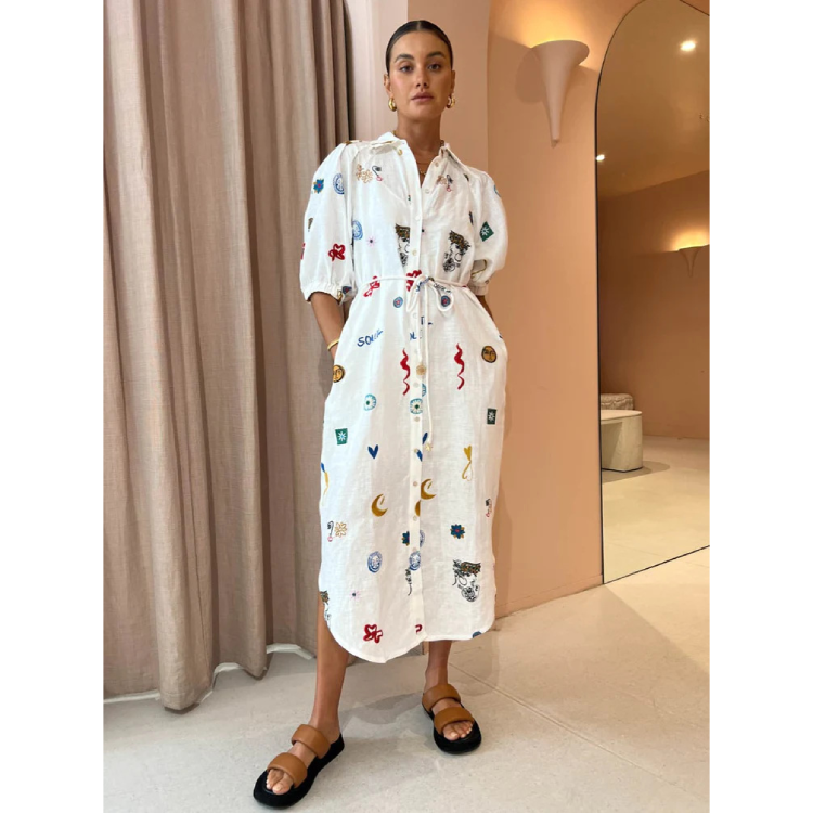 Graphic Printed Puff sleeve Dress