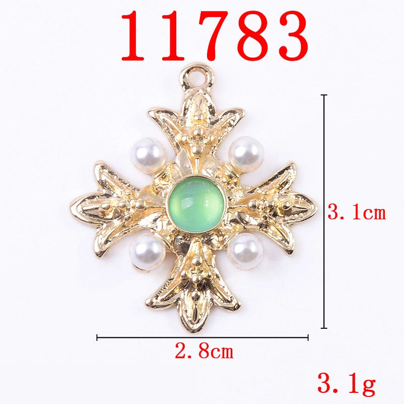 10 PCS/Package 13*26mm 21*26mm 31*37mm Alloy Crystal Pearl Cross Jewelry Accessories Pendant