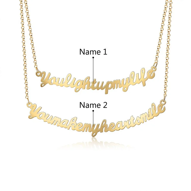 Phrase Engraved Necklace Two Layer Custom Name Necklace Sentence Necklace Personalized Gift