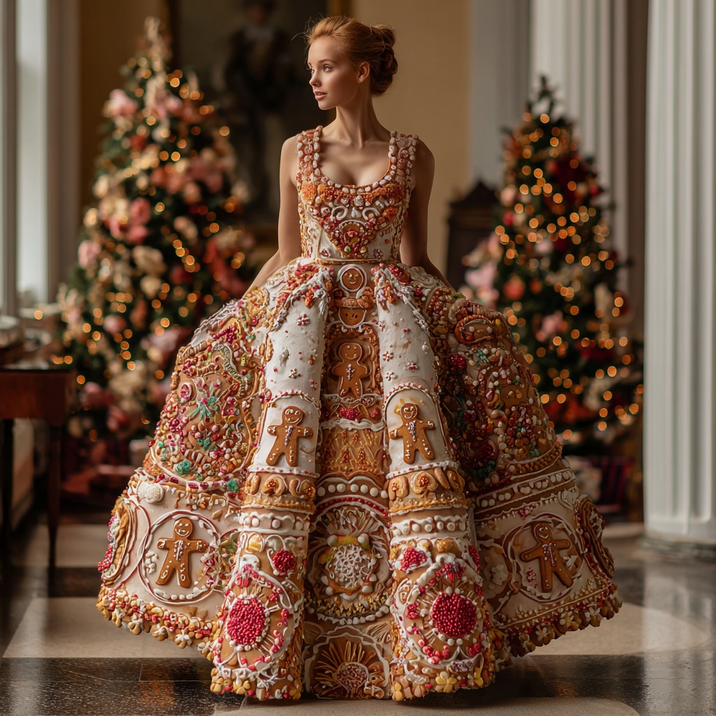 Christmas Gingerbread Man Themed Sleeveless Dress elevenforest