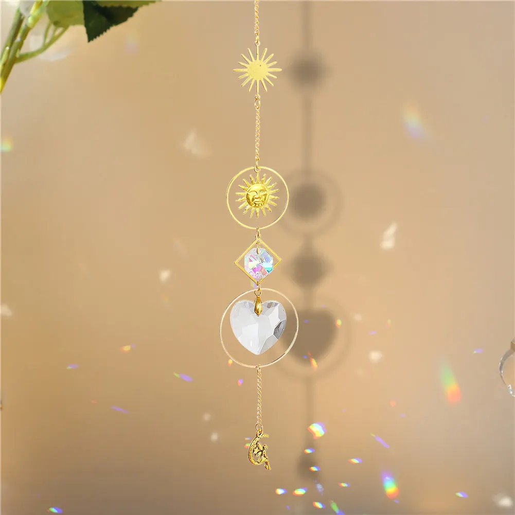 Hanging Moon Sun Heart Ball Light Catcher Crystal Outdoor Wind Chime (67)