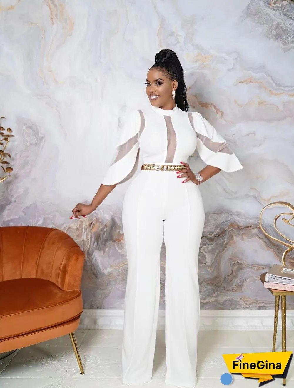 Fashion Net Yarn Patchwork Sexy Jumpsuit