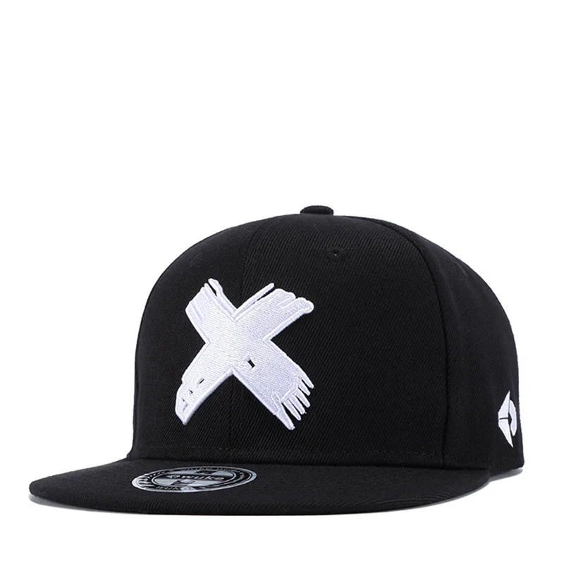 New X Embroidery Flat Brim Baseball Cap、、URBENIE