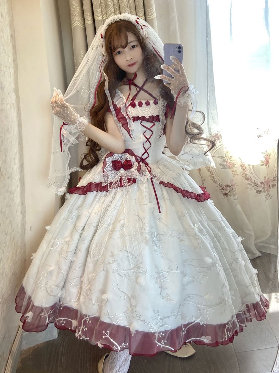 Sweet Lolita Dress Sleeveless Rose Lolita Jumper Wedding Dress Novameme