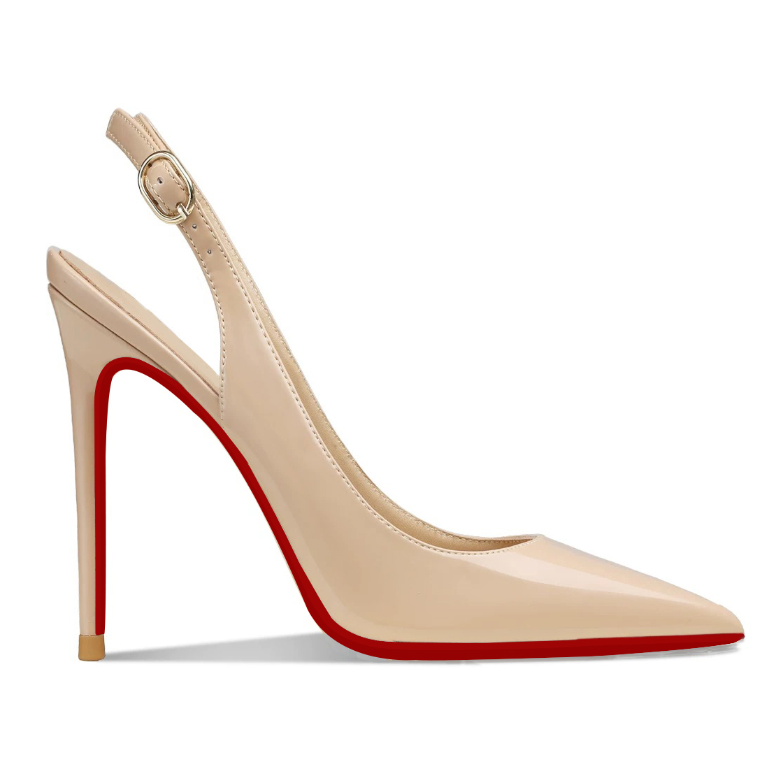 120mm/100mm Women's Sandals Pointed Toe Slingback Red Bottom Heels-MERUMOTE