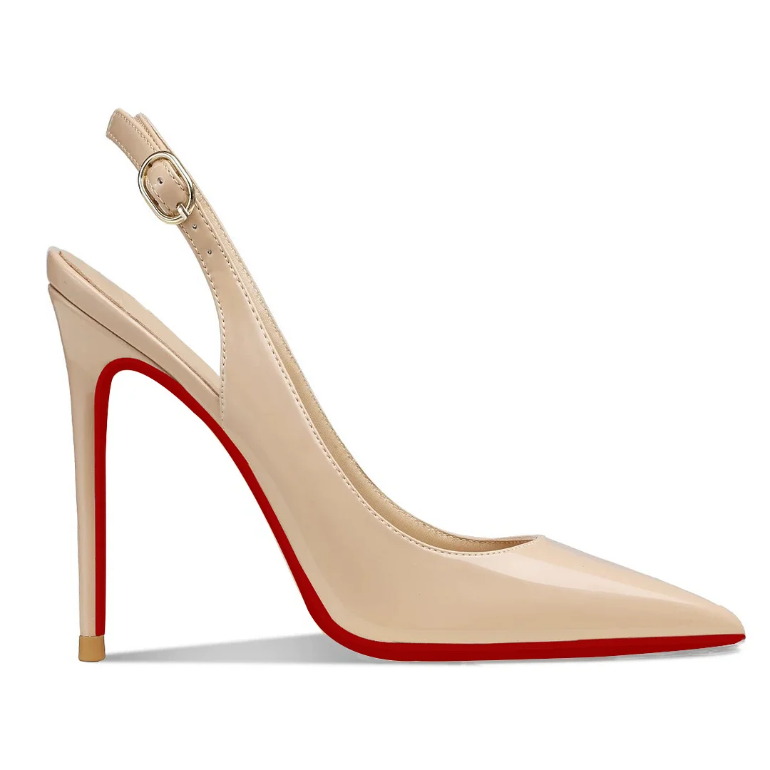 120mm/100mm Women's Sandals Pointed Toe Slingback Red Bottom Heels-MERUMOTE