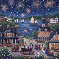 Festive Evening Illustration - Diamond Painting