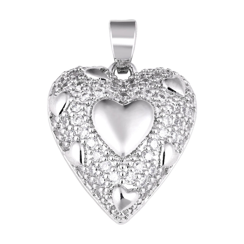 1 Piece Copper Zircon Four Leaf Clover Round Heart Shape Pendant Jewelry Accessories